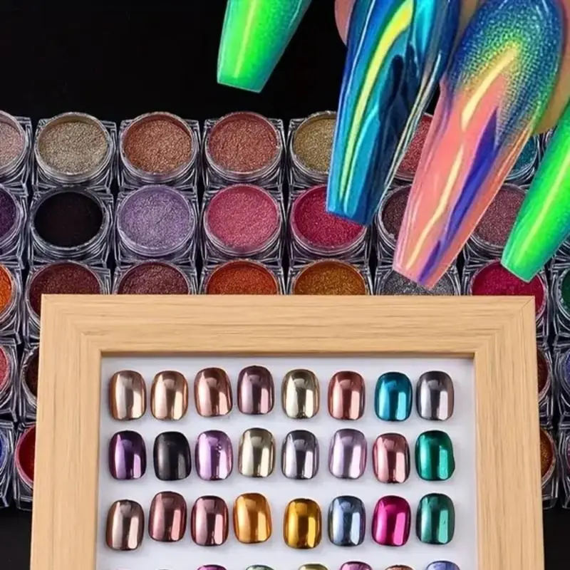 NEW YEAR Chrome Powder Set, 23 Vibrant Colors Metal Chrome Nail Powder Paint Holographic Nail Powder Nail Polishing Decoration DIY Christmas Manicure Accessories DIY Nail Kit Complete Art dip