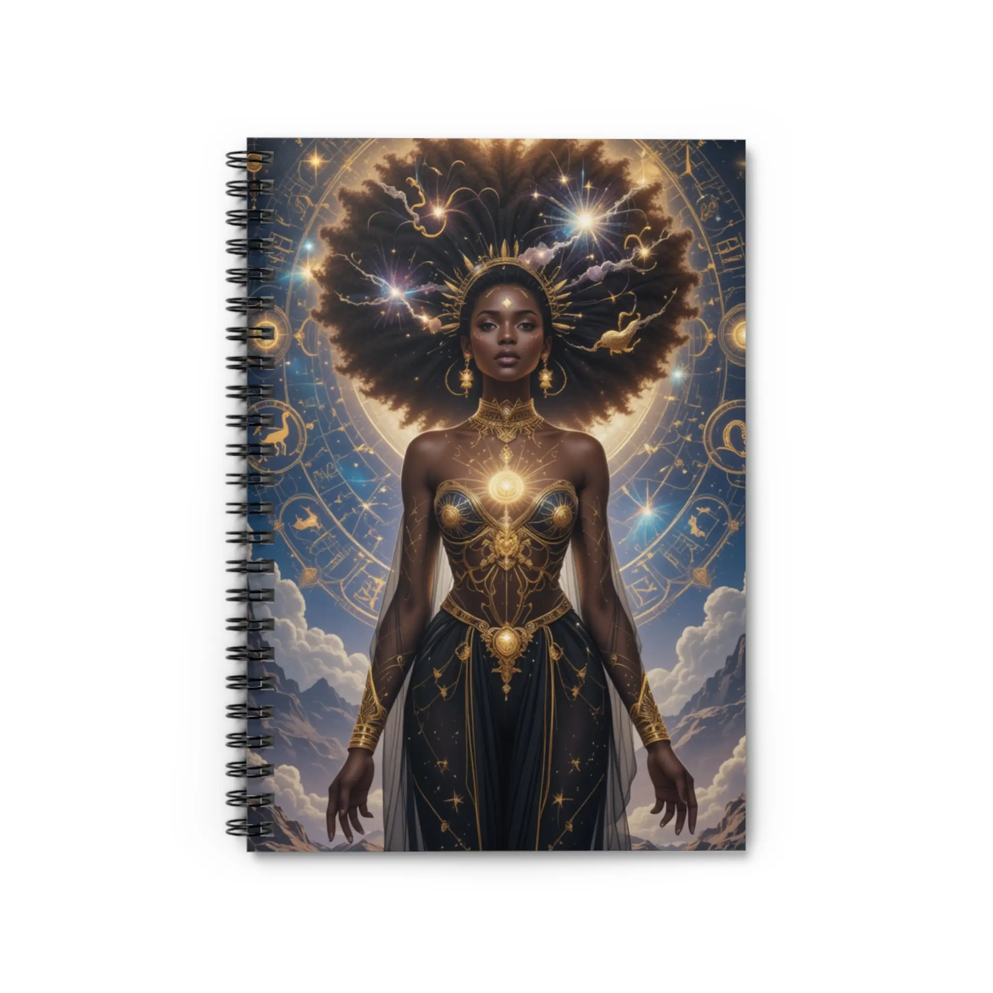 Celestial Goddess Spiral Notebook - Ruled Line, Inspirational Journal, Cosmic Art, Gift for Dreamers, Astrological Planner