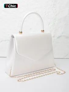 Elegant White Women's Evening Bag, Fashionable Versatile Purse, High-gloss Pu Handbag, Stylish Clutch Bag, Fashionable Box Bag, Comes with A Shoulder Chain for Single-shoulder Or Crossbody Use, Ideal for Weddings, Parties, Galas, Holiday Gifts