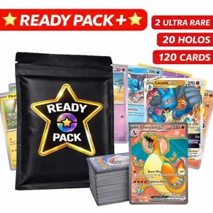 READY PACK PLUS -  120 Pokémon Card Pack Bundle - 20 Holos + 2 Ultra Rare Cards Guaranteed