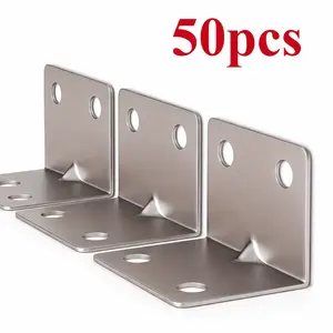50pcs Heavy Duty 90 Degree L Brackets – Metal Right Angle Corner Braces with Pre-Drilled Holes,Strong Support for Furniture,Shelves,Cabinets,Woodworking,DIY,Construction,Durable,Anti-Rust Steel Bracket Set for Home and Workshop Use
