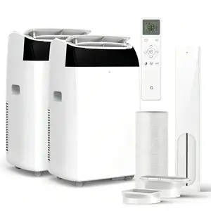 2 PCS 14,000 BTU Portable Air Conditioner for Apartment, Office, Bedroom,Kitchen,Garages,Dorms， 3-in-1 Mobile AC Unit with Remote, Fan & Dehumidifier – Cools Rooms up to 750 sq.ft – 3 Speeds – Auto Swing – Sleep Mode – 24H Timer