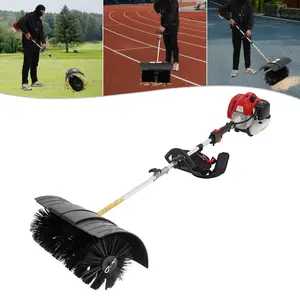 52cc 2.3HP Portable Walk Behind Gas Power Sweeper Broom Tool, Side-Mounted Handle, Ideal for Large Lawn Areas