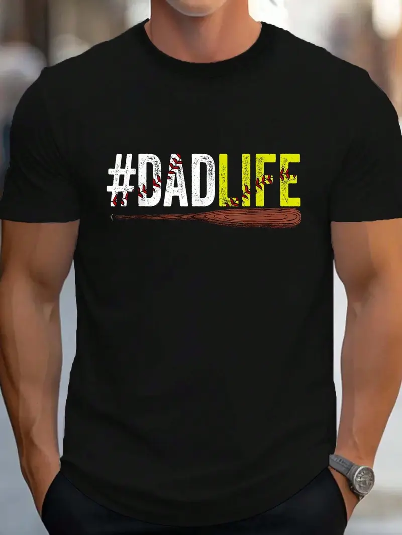 100% Cotton Mens Funny Dad Life Softball Baseball Daddy Sports Father's Day T-Shirt Women's Men's Graphic Tee Crew Neck summer vacation Tops