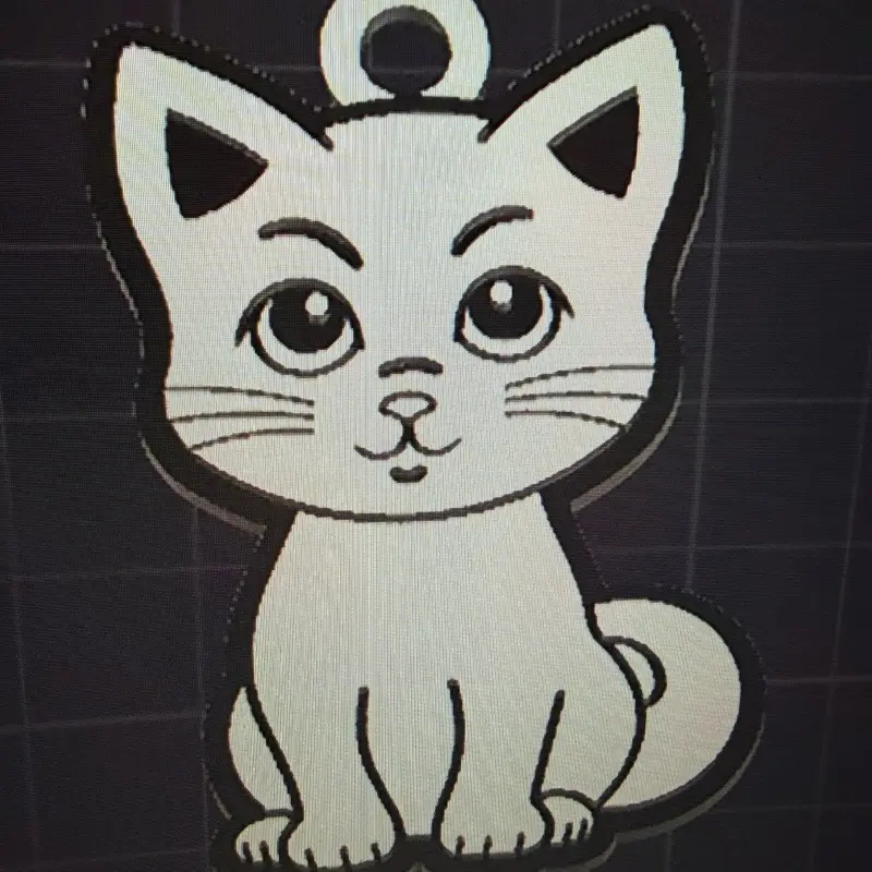 Kitty Mini Keychain - PLA Back Compact Accessory for Key Storage or Small Accessories Ideal for Everyday Use