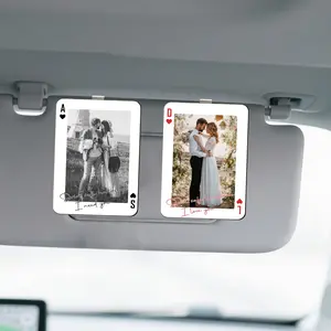 Personalised Couple Picture Sun Visor Clip, drive Safe Photo Visor Clip, wooden Playing Card Visor Photo Holder, valentines Gift For Him