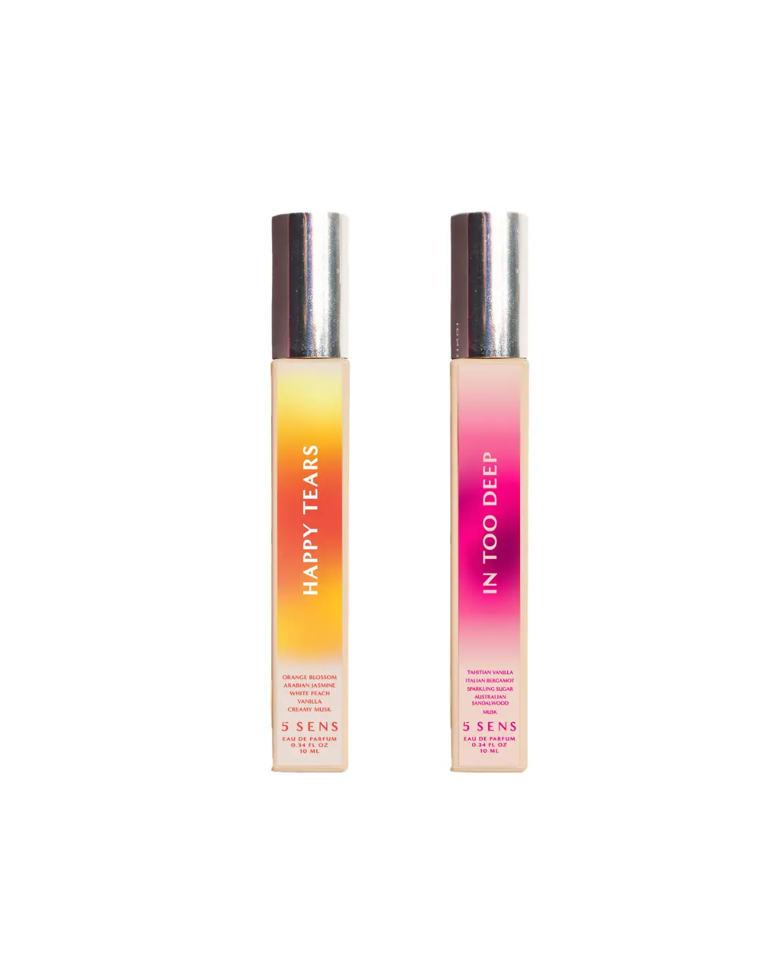 5 SENS Travel Spray Duo 10mL | In Too Deep + Happy Tears | Tahitian Vanilla Orange Blossom | Self-Love Joy Perfume | Clean Vegan
