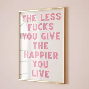 Room Decor, No Fucks Funny Pink Physical Wall Art Sweary Print Dressing Room Wall Art Funny Bathroom Quote Poster Trendy Dorm Bedroom Office Print