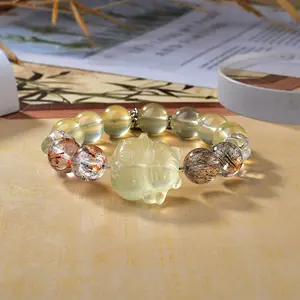 Citrine God of Wealth Bracelet with Black & Gold Super Seven | Attract Abundance & Luck