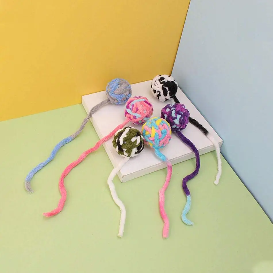 Random Color Cat Toy Ball, 2 Counts/6 Counts Handmade Crochet Balls with Bell for Cats, Interactive Cat Teaser Toy, Pet Entertainment Supplies for Kit