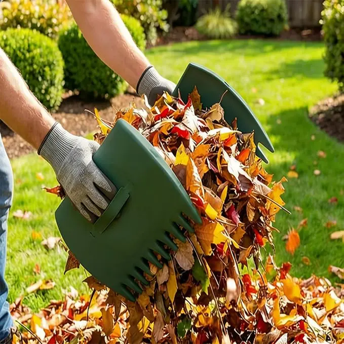 Large Plastic Leaf Scoop Hand Rake - Durable Garden Grabber Tool for Leaves, Grass Clippings - Home Improvement Gardening Accessory