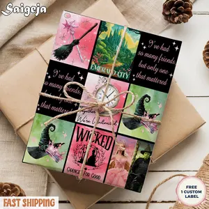 Wicked Movie Wrapping Paper, Christmas Wicked Changed For Good Gift Wrap: Broadway Musical Holiday Wrapping Paper