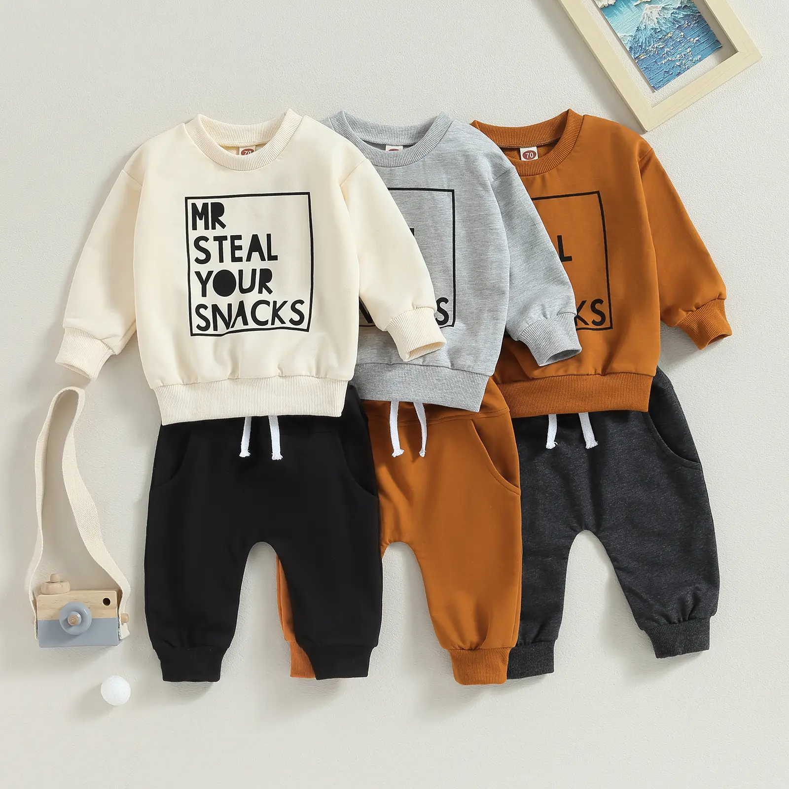 Toddler 2-Piece Cotton Blend Casual Sweatsuit Set, Long Sleeve Top & Bottoms, Fall Winter Outfits for Boys, Boy Set