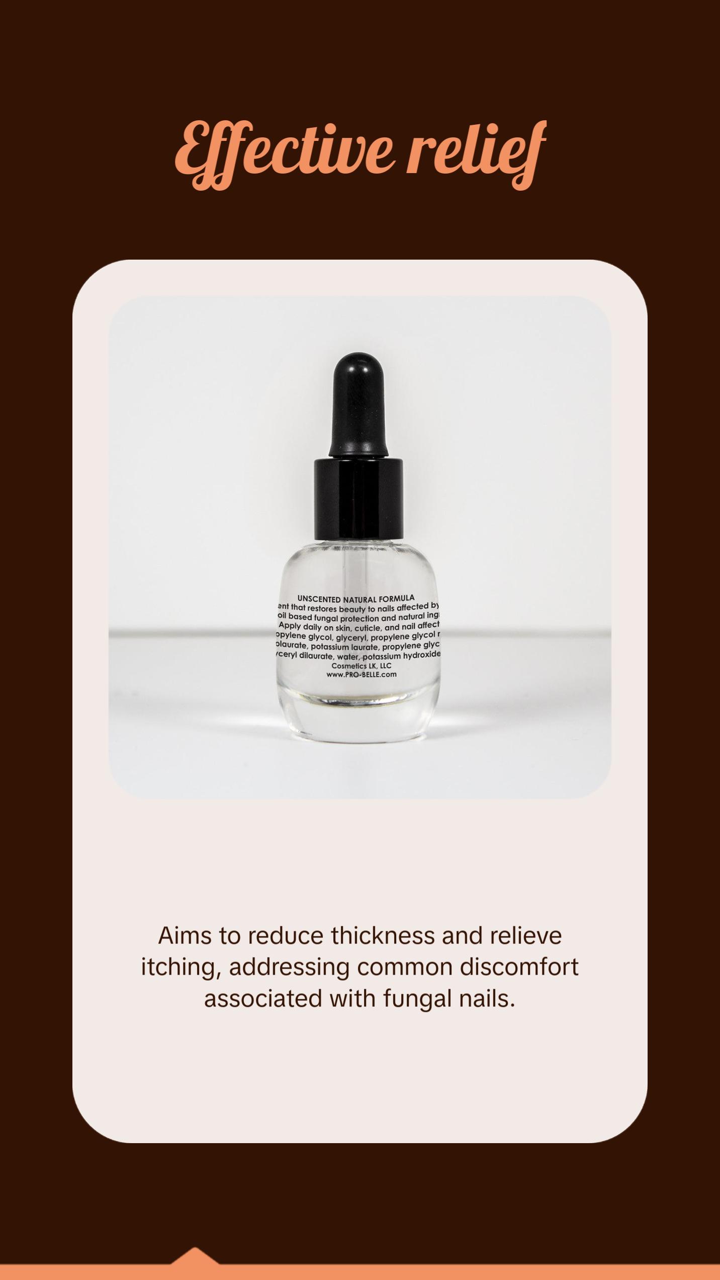 Probelle Clear Nail Treatment Oil, Fungal Care, Restores Natural Nail Color, Reduces Thickness, Relieves Itching, 0.5 Fl Oz