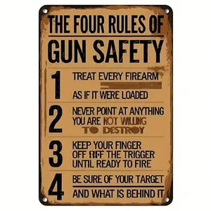 Vintage Gun Safety Rules Metal Sign 79X119 Inch Frameless Wall Decor for Home Garage Cave and Gun Shop Safety and Gift for Gun Enthusiasts