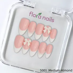 FloraNails | S001 | Medium Almond | Handmade Press-On Nails 10PCS | Acrylic, Reusable, Salon-Quality, Long-Lasting, Glossy Design