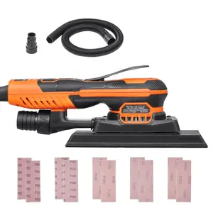 Sheet Sander, 3/8 Sheet 3A EC Brushless Sander, Max.10000RPM Variable Speed Sheet Finishing Sander with 10PCS Sandpapers and Vacuum Cleaner Adapter for Woodworking