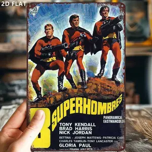 Vintage Superman Iron Metal Tin Sign, 8x12 Inch Decorative Plaque for Home & Office Wall Art, Perfect for Halloween & Christmas