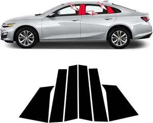 pcs Black for Chevrolet Malibu XL() Car Window Center Pillar Stickers Car Window Trim Protect The Center Pillar Prevent Scratches Car Tuning Accessories