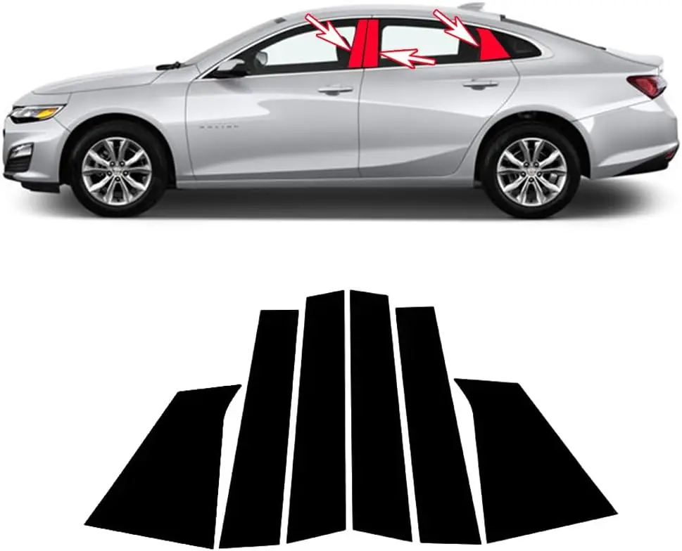 pcs Black for Chevrolet Malibu XL() Car Window Center Pillar Stickers Car Window Trim Protect The Center Pillar Prevent Scratches Car Tuning Accessories