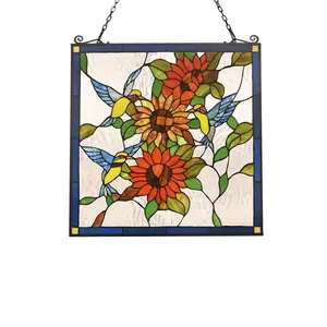 Chloe Lighting  Costa Animal Tiffany-Glass Window Panel - 24 in.