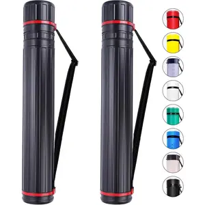 2-Pack XX-Large Extendable Poster Tubes Expand from 30.5" to 50" with  Strap | Carry Documents, Blueprints, Drawings and Art | Black Portable Durable Round Storage Cases
