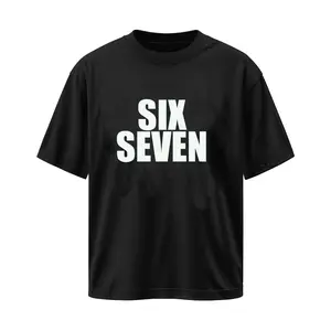Fun Six Seven 6 7 Meme Design T-Shirt Cotton for Casual Wear Black Tee