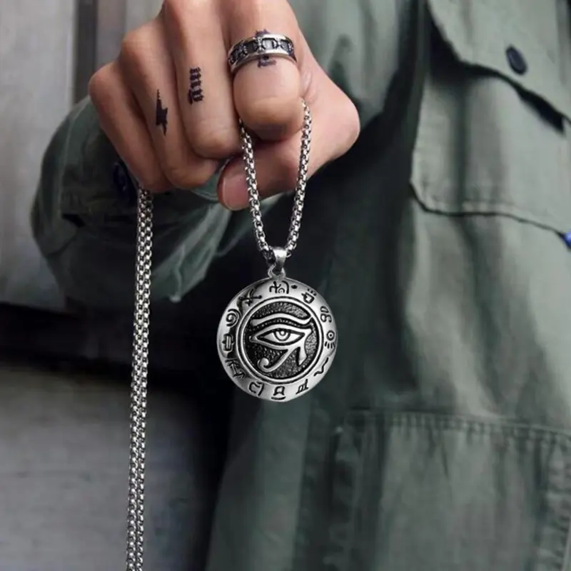 Vintage Horus Amulet Zinc Alloy Pendant Necklace - Creative Punk Chain Jewelry Necklaces for Male, All-Seasons Fashion Accessory, Christmas Gift, Creative Punk Jewelry, One-Piece