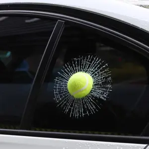 JOYTUTUS 3D Prank Tricky Broken Glass Sticker Car Window Tennis Ball Hits Self Adhesive Funny Car Stickers for Vehicle Appearance Enhancement