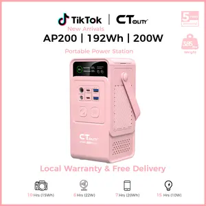 [Summerwins]CTOLITY AP200 Portable Power Bank 192Wh 200W LiFePO4 Battery 3000+ Cycle 140W Ultra Fast Charging  LED DC Solar 150W
