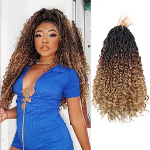 Locs Crochet Hair 14 Inch Curly Ombre Faux Locs Crochet Hair For Black Women River Boho Hippie Soft Locs Crochet Hair 6 Packs Pre Looped Crochet Locs With Curly Ends 18 Inch Crochet Braids