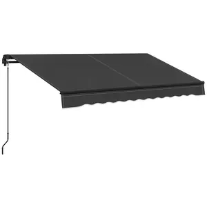 10x8ft Retractable Awning – Dark Gray, 280gsm UV Resistant Fabric. Manual Adjustable Tilt 45-85°. Crank Handle Operation. For Deck, Balcony or Yard