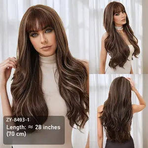 65cm Layered High Volume Highlighted Curly Wig for Women Invisible Seamless Full Head Wig Natural Looking Daily Party Use