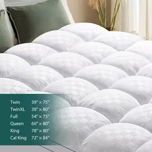 Cooling Mattress Topper, Extra Thick, Plush Quilted Pad With 8-21 Inch Deep Pockets, Overfilled With Breathable Polyester, Mattress Protector- Machine Washable