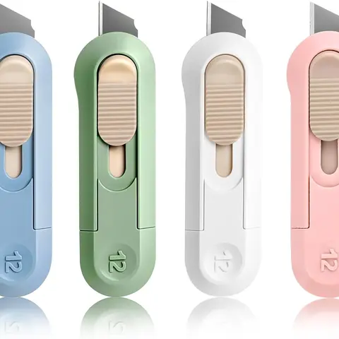 4 PSC Box Cutter,Retractable Box Opener, Package Opener, Easy Slide Retractable Cute Utility Knife For Opening Daily Express Boxes, Envelopes, Packages, Paper tapes and more (4 PSC Box Cutter)