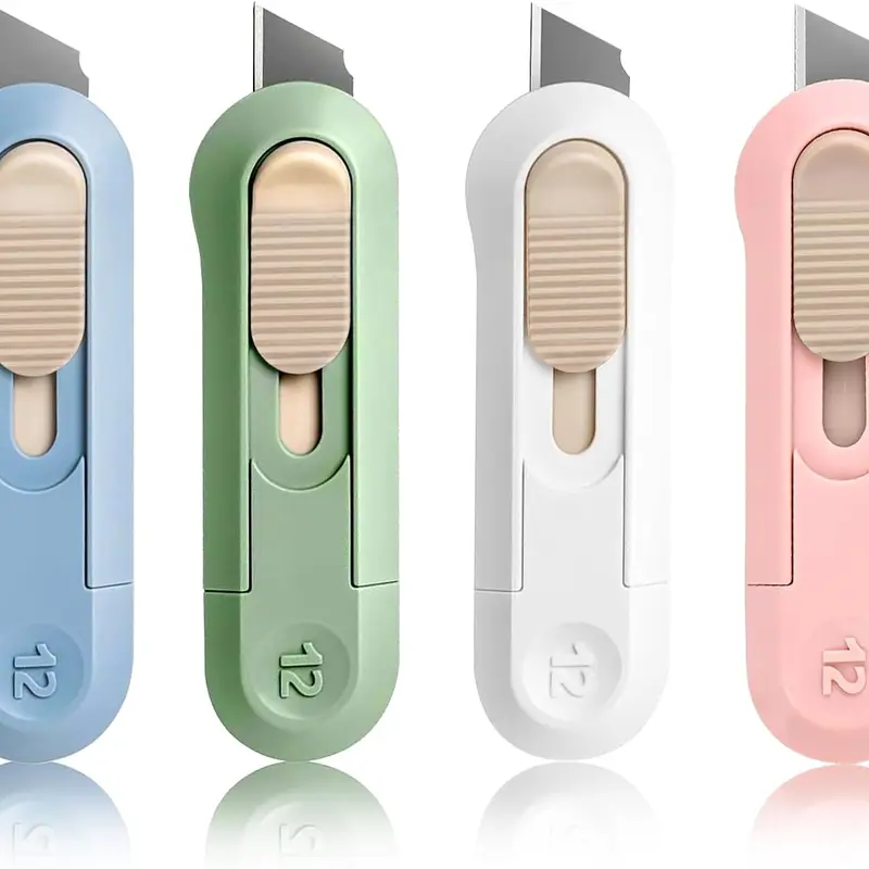 4 PSC Box Cutter,Retractable Box Opener, Package Opener, Easy Slide Retractable Cute Utility Knife For Opening Daily Express Boxes, Envelopes, Packages, Paper tapes and more (4 PSC Box Cutter)