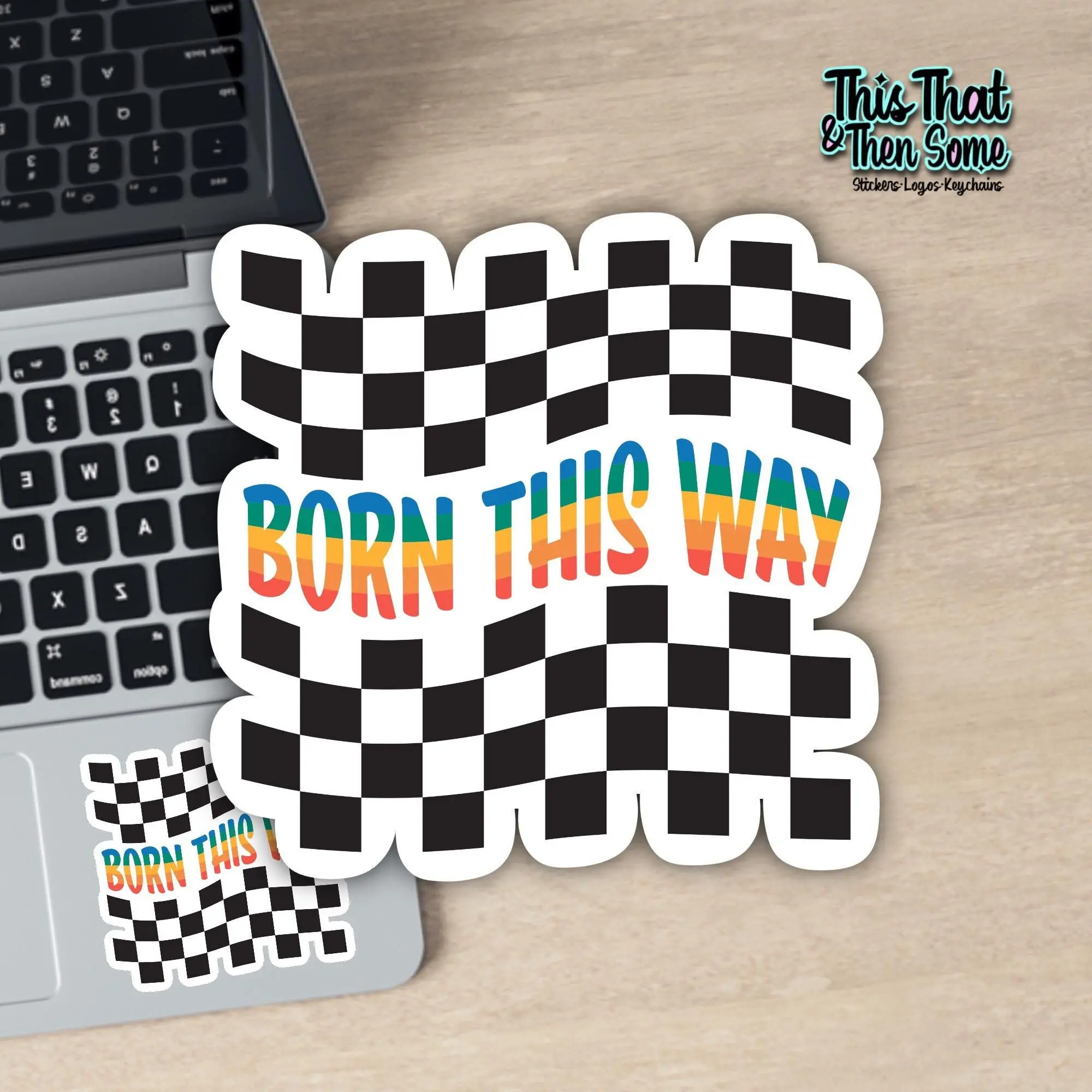 Holographic Born this way Sticker, Gay Pride Decal, Rainbow Pride Peel and Stick Vinyl Sticker