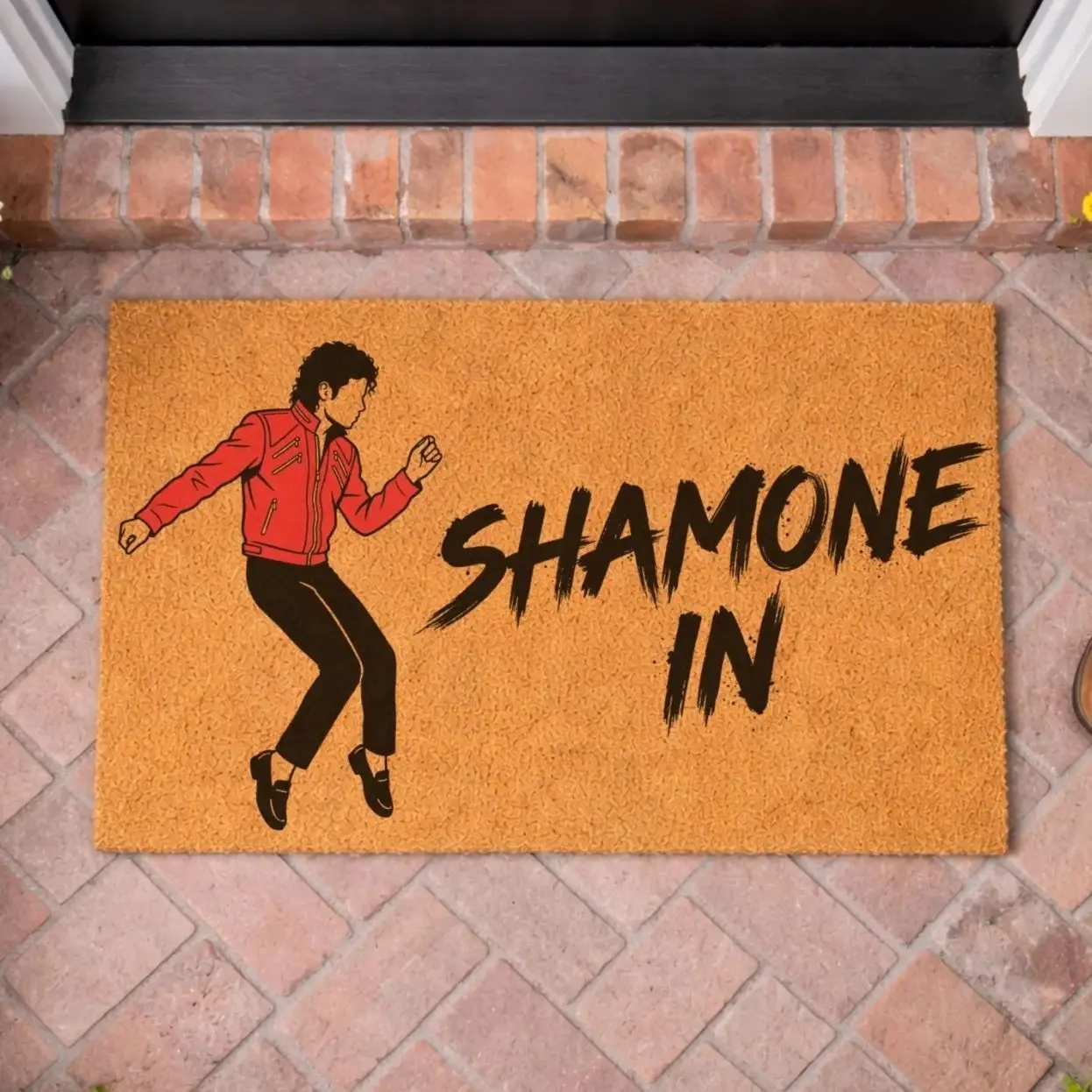 Shamone In Doormat Funny 80s Pop Culture Welcome Mat Retro Dancer Entrance Decor Music Lover Housewarming Gift Coir Front Door Sign