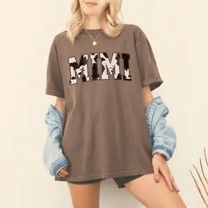 Cow Print Mimi Comfort Colors T-Shirt – Mother's Day Gift for Grandmother from Grandkids