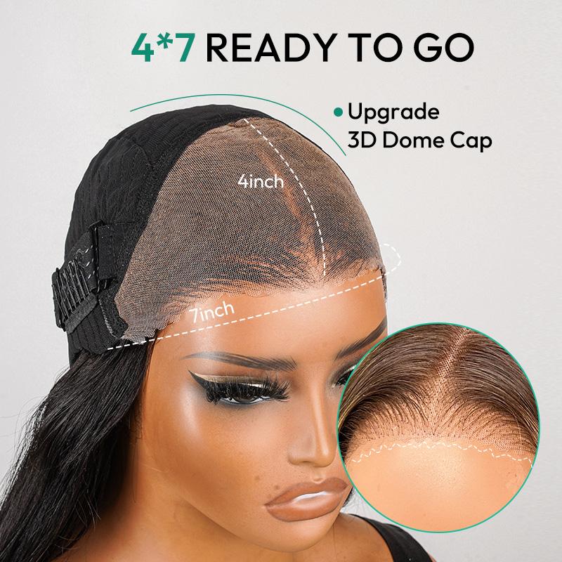 [FREE UPGRADE] West Kiss Highlight Glueless Human Hair Wigs Short Straight 7x4 Lace Closure Bob Wig Pre Cut Pre Plucked Human Hair Wigs