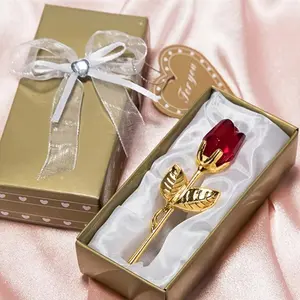 Elegant Crystal Glass Rose Artificial Flowers, Perfect Gift for Valentine's Day and Weddings, Ideal for Girlfriend, Mom, Anniversary