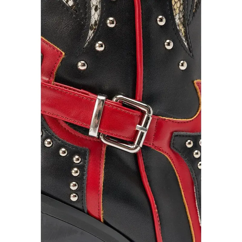 AZALEA WANG HYPERION BLACK MULTI COLOR WESTERN STUD BOOT - TikTok Shop