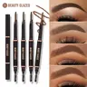 Beauty Glazed Waterproof Long-Lasting Eyebrow Pencil - Double-Ended Design, 4 Color Options, Natural Finish, Easy to Use, Long-Wear & Smudge-Resistant, Suitable for All Skin Types