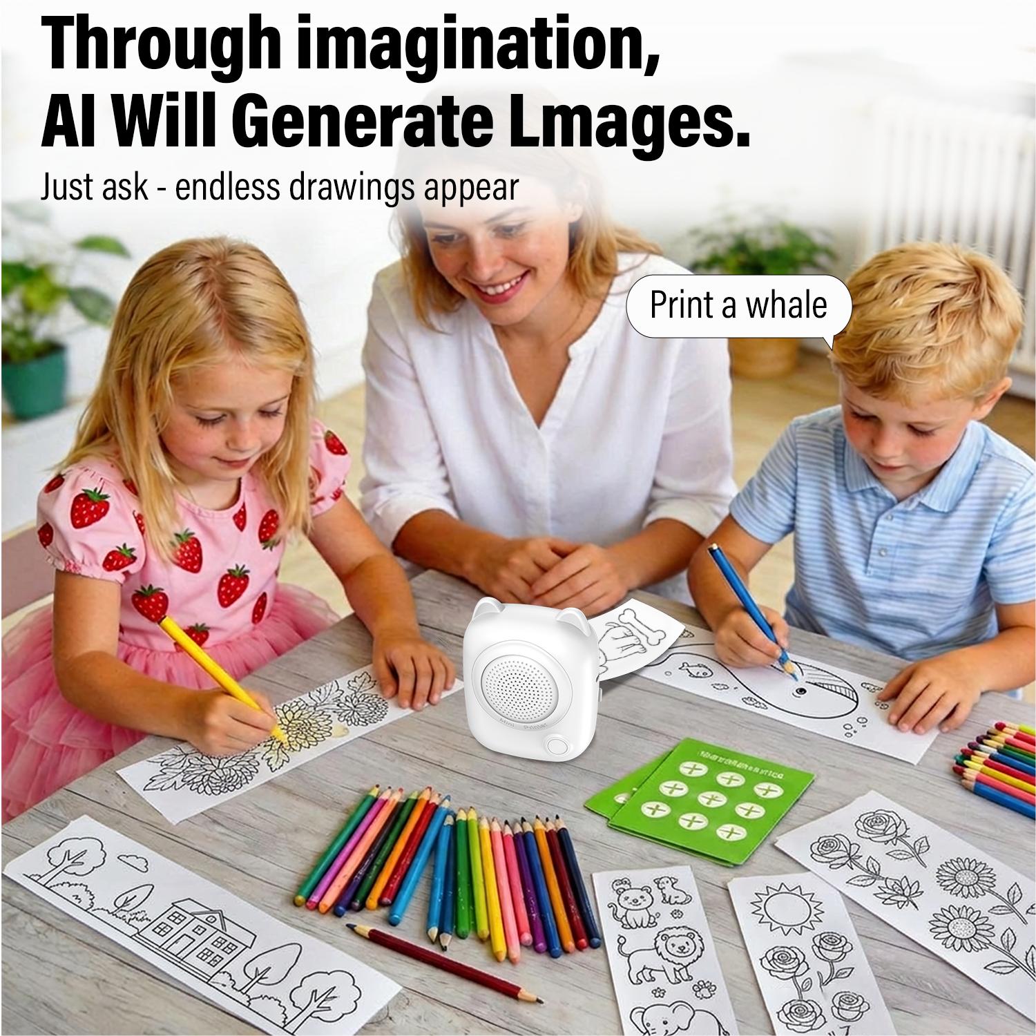 2026 Newest AI Voice Sticker Printer,Portable Mini M8 Printer - Connects Via An App,Inkless Thermal Photo Printer for iOS & Android, Ideal for Gifts, Study Notes, Labels & Receipts, Study Notes Printer | Compact Printer | Durable Plastic Printer