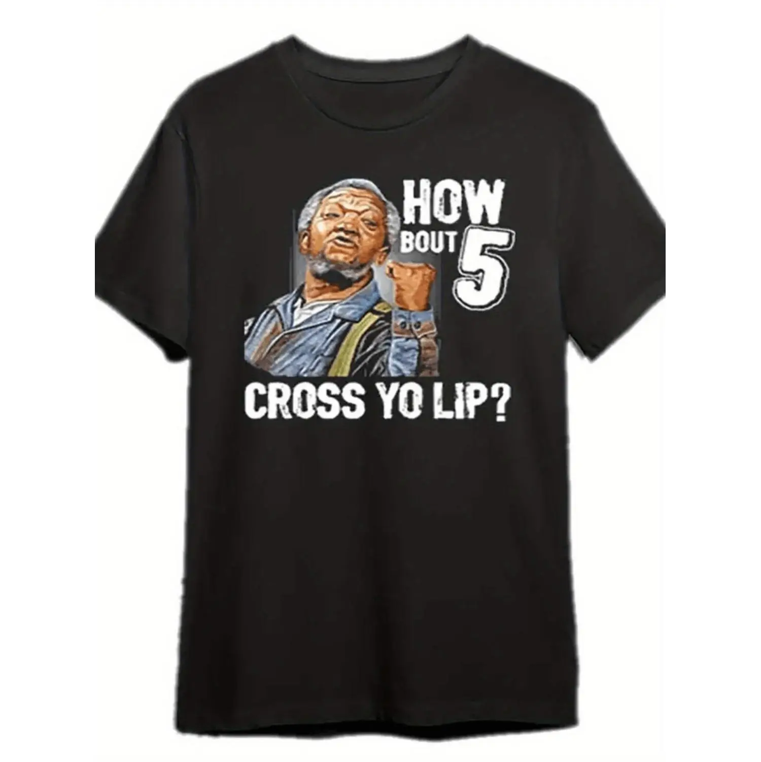 100% Cotton Golf Gift T-Shirt For Men and Women Redd Foxx Sanford And Son TV Show 5 Across The Lips Funny Mens Short Sleeve T Shirt