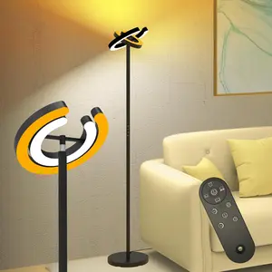 Floor Lamp for Living Room, 75.5 Inch Tall Standing Lamp for Bedroom with 2 312? Rotatable Ring Lights, 36W Bright Stepless Dimmable LED Floor Light with Remote Control for Office Dining Room