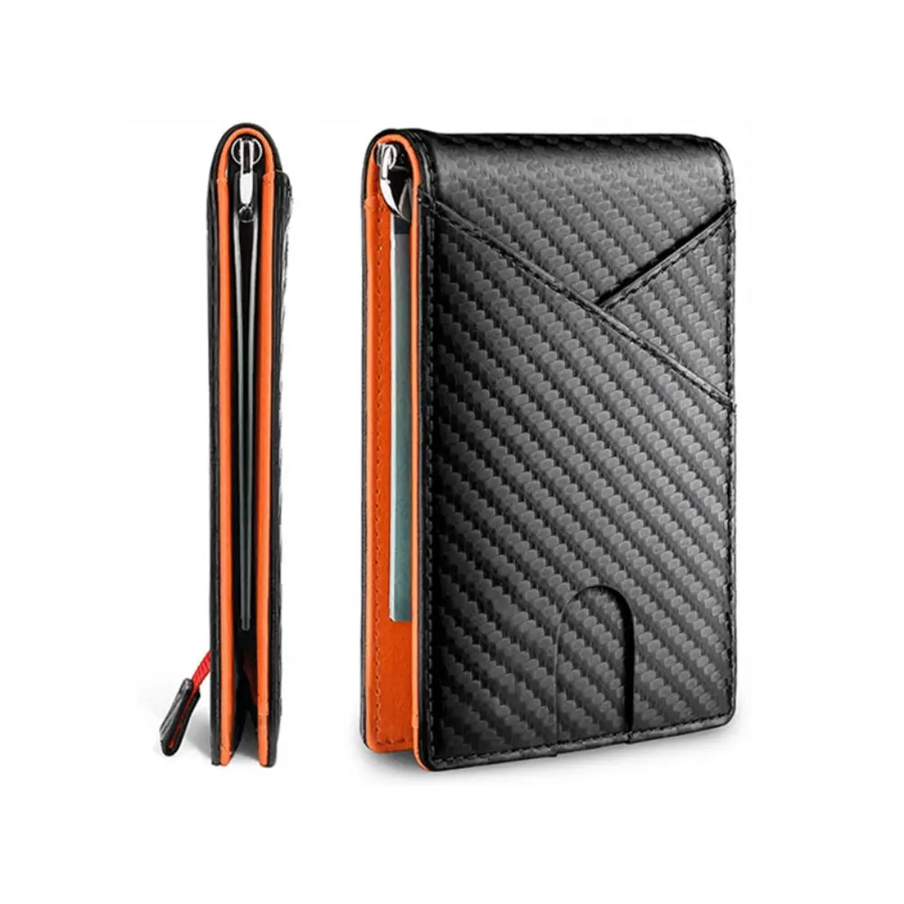 Men's Casual Cow Hide Wallet, Minimalist Slim Fit Rectangular Profile with RFID Blocking, ID Window and Money Clip