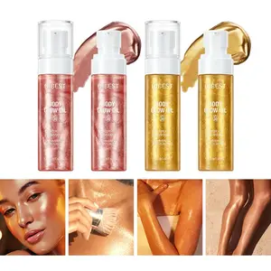 60ML Body Highlighter Oil, Sunscreen, formulated with pearlescent shimmer, moisturizing ingredients and SPF30, it is moisturizing, waterproof, sweatproof and brightening to create radiant dewy skin, suitable for face, collarbone and full body