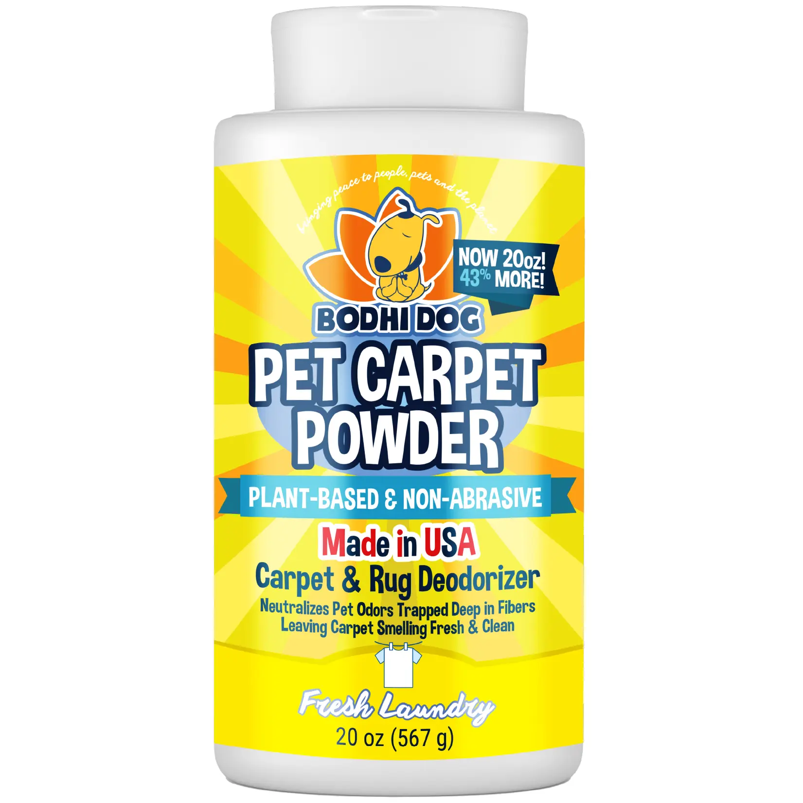 Natural Dog Odor Carpet Powder | Dry Pet Smell Eliminator | Remove Urine Smells | Plant Based and Biodegradable Room Powder | Made in USA by Bodhi Dog