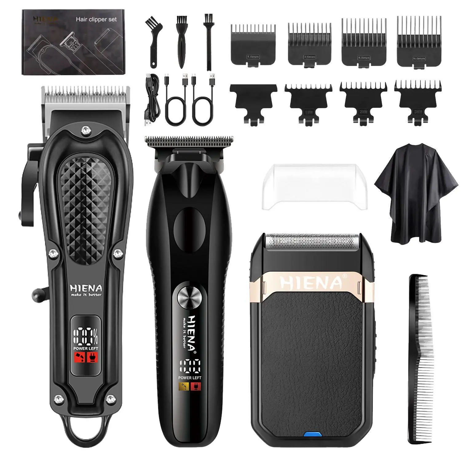 Men's Electric Hair Trimmer Set, Shaver, High Power Lithium Battery, 7000 Rpm, USB Charging, Home Beauty Grooming, Ideal Gift